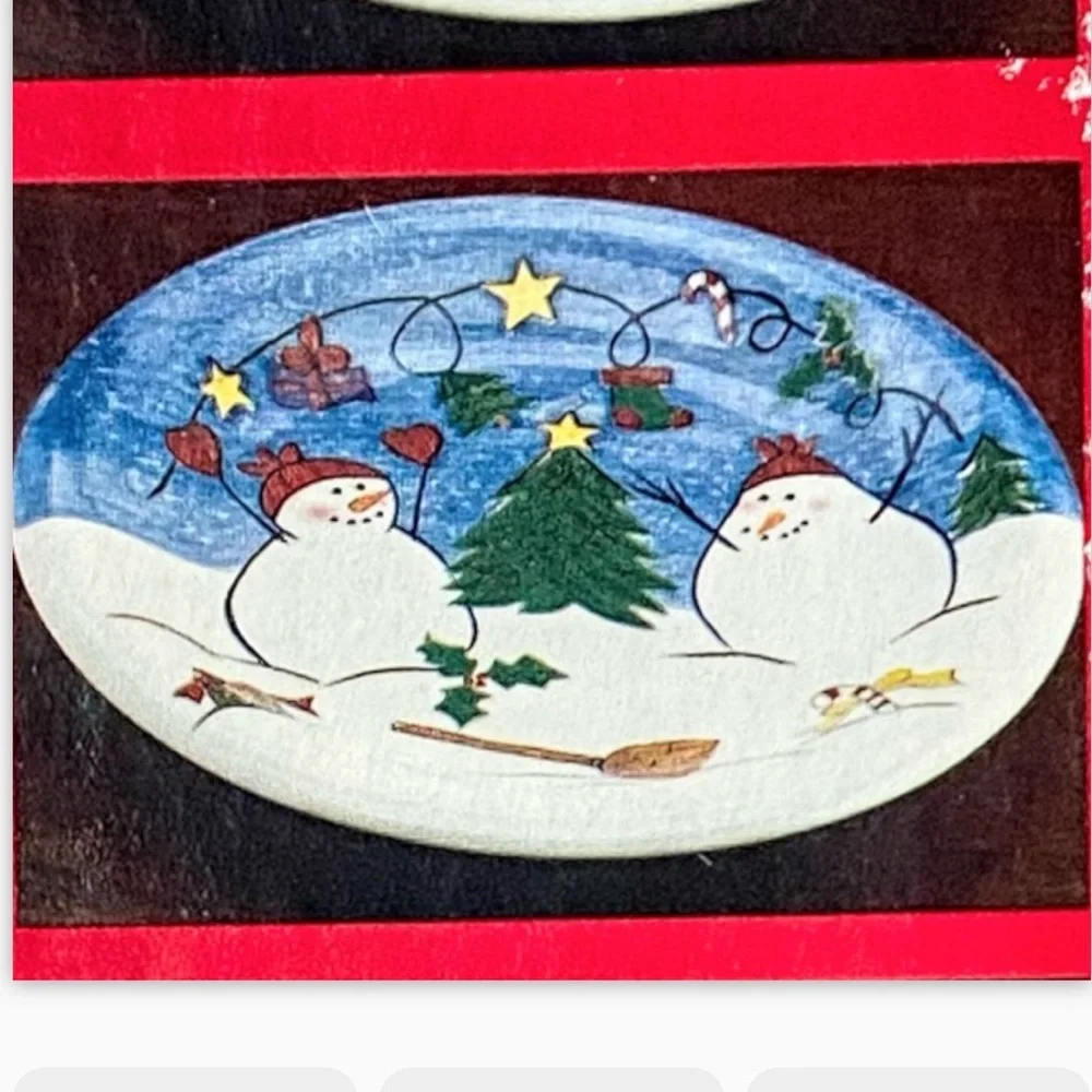 NIB Make the Season Bright Hand Painted 8” Salad/Dessert Plates - Picture 3 of 14